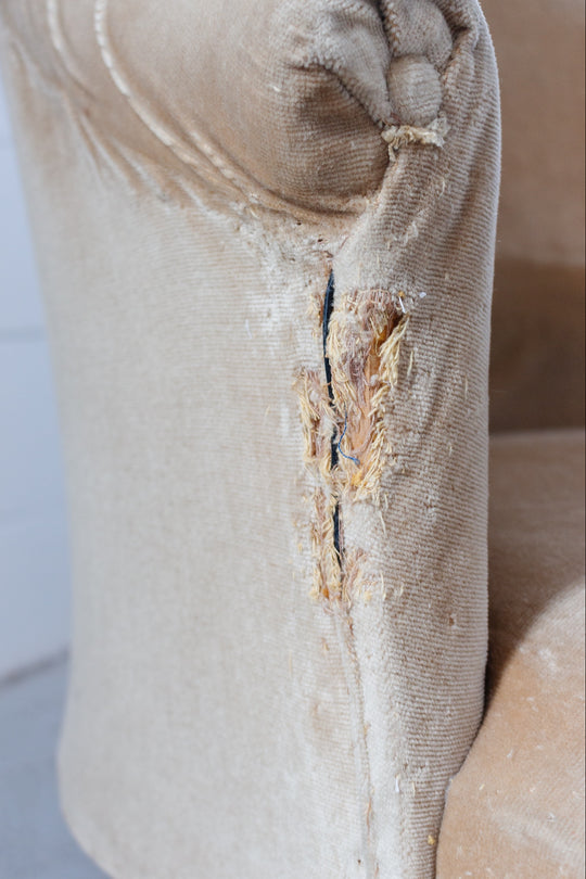 set of two vintage french distressed crapaud chair