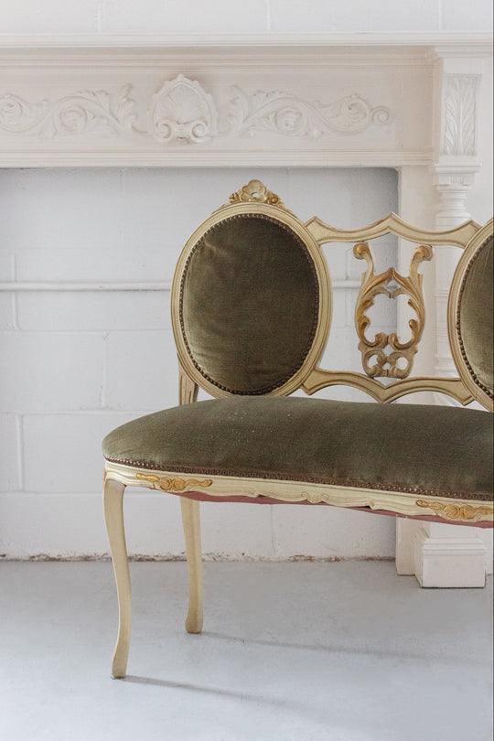 Louis XVI style french polychrome salon settee