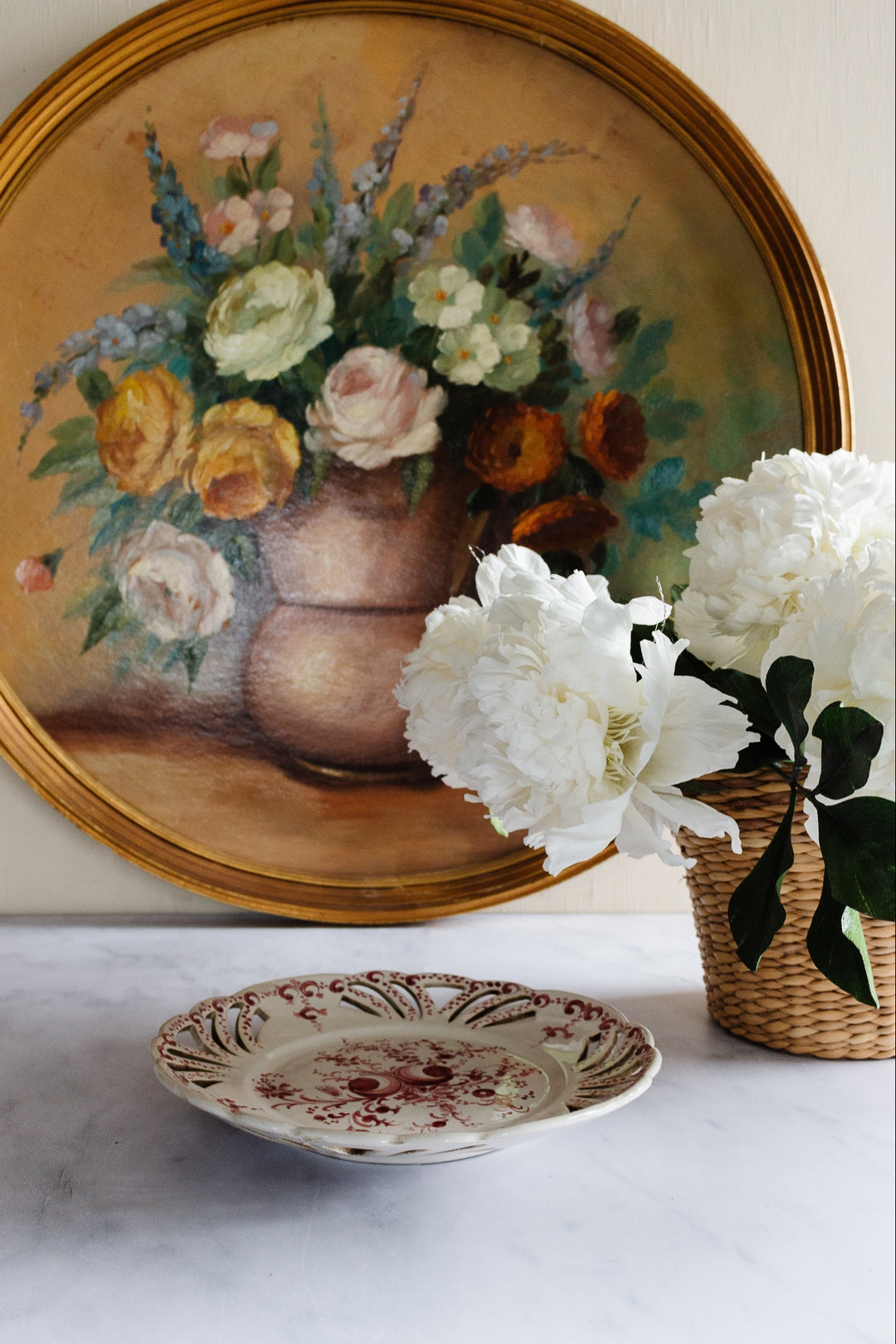 antique french transferware ribbon plate "vichy"
