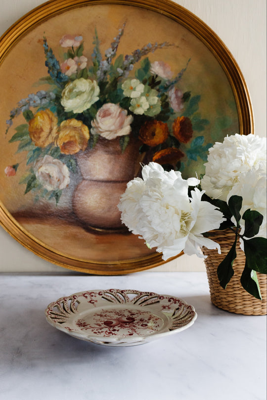 antique french transferware ribbon plate "vichy"