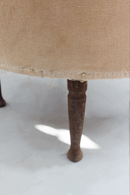 set of two vintage french distressed crapaud chair