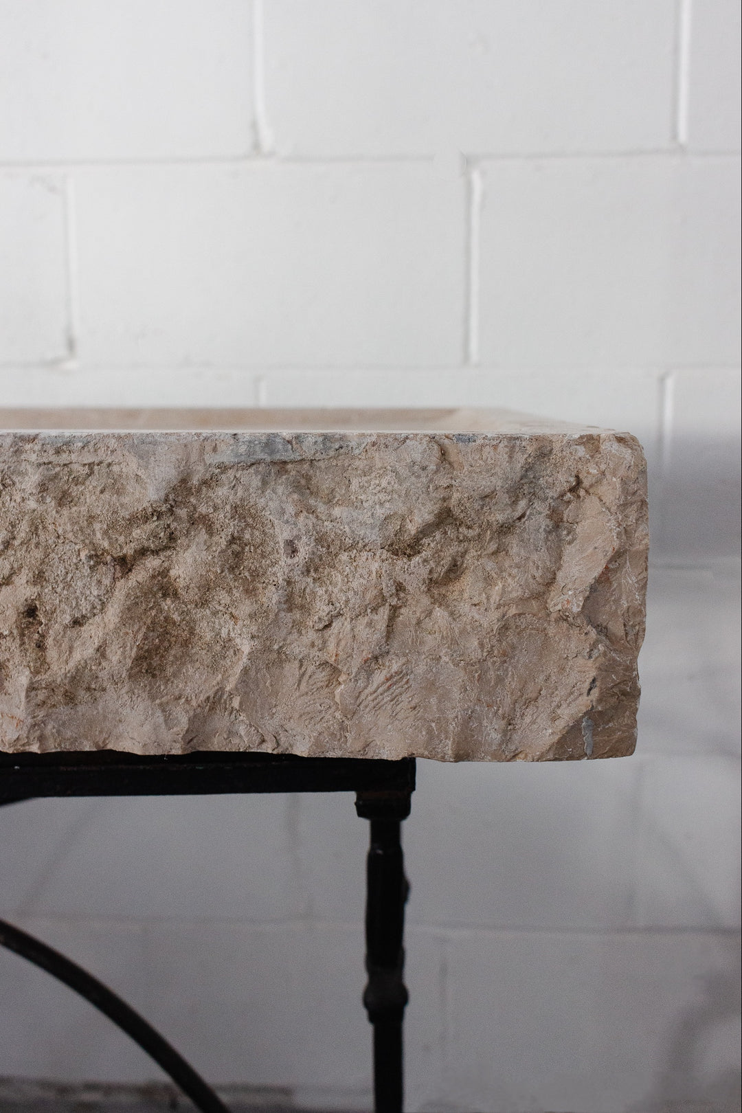 antique french hewn limestone sink