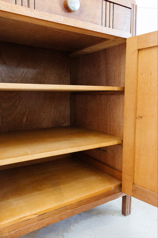 vintage French carved oak art deco confiture cabinet