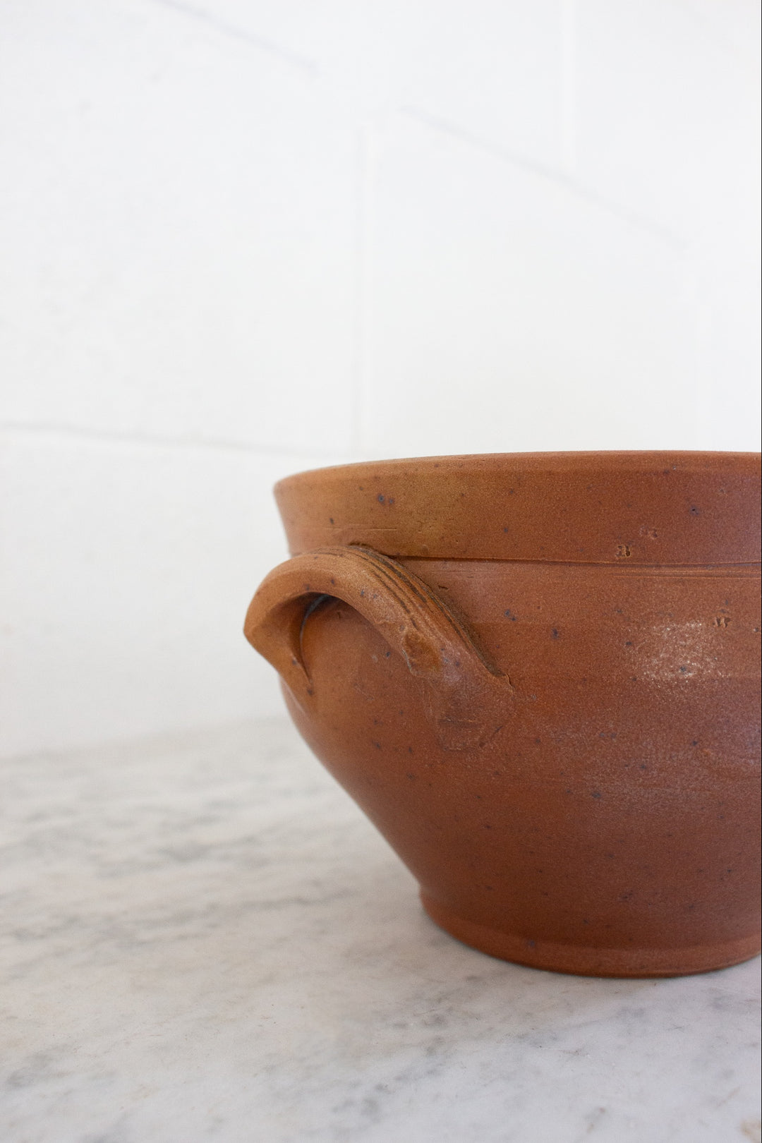 pair of vintage French grespots stoneware casserole bowls