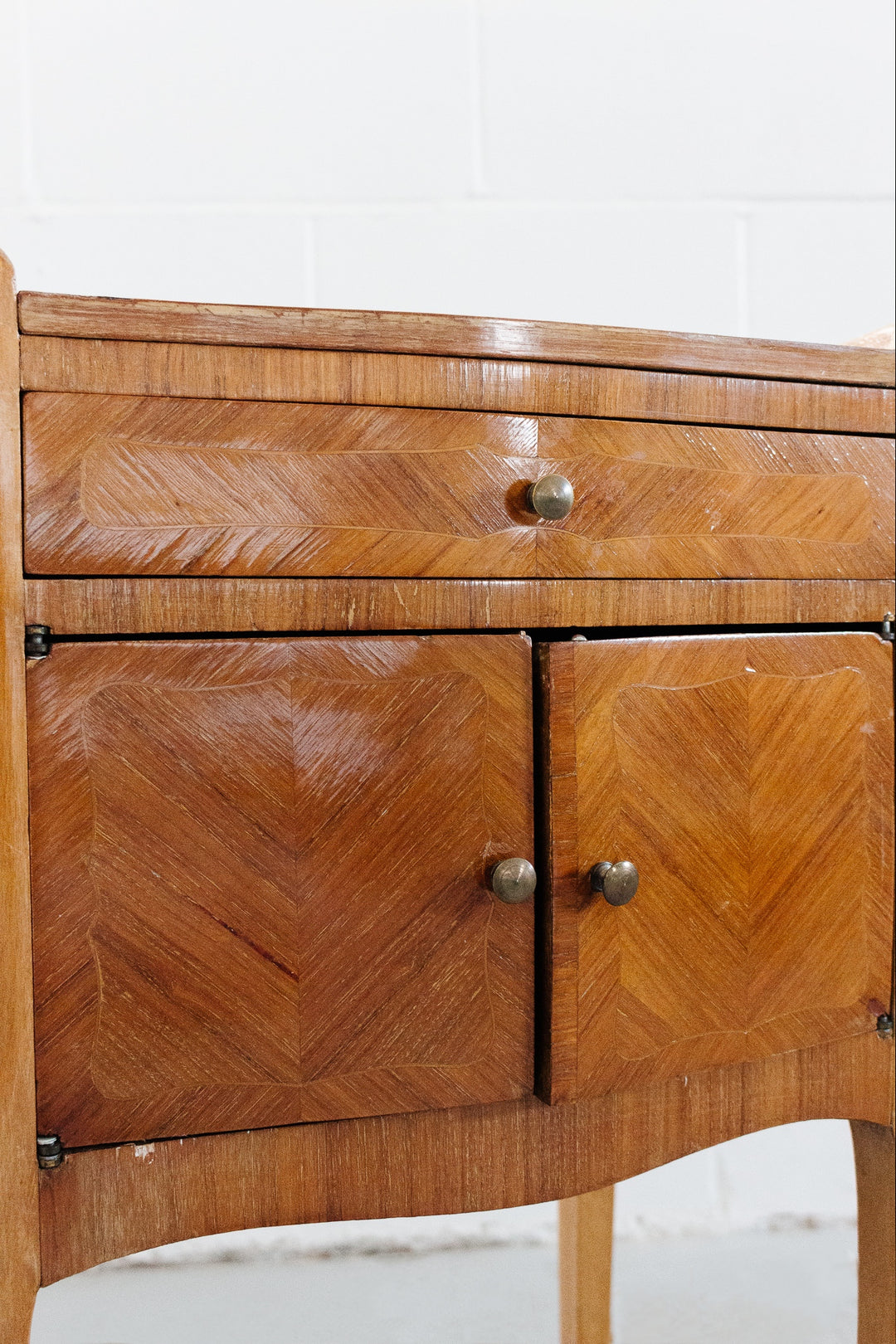 vintage french wood his and hers nightstands