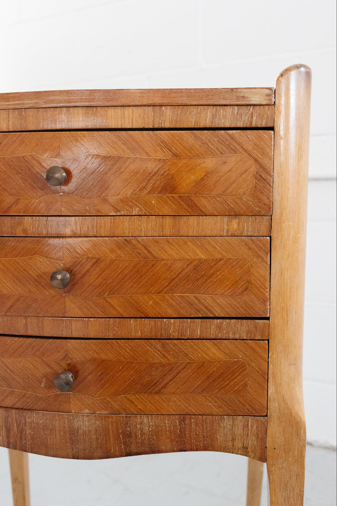 vintage french wood his and hers nightstands