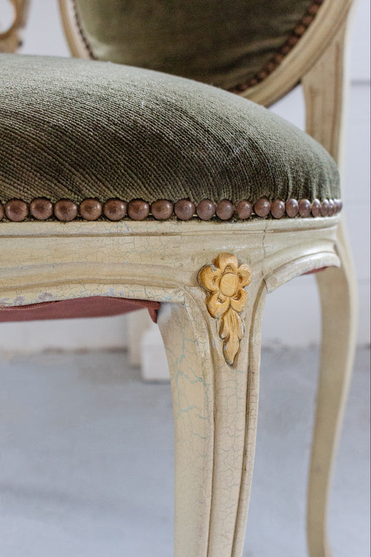 Louis XVI style french polychrome salon settee