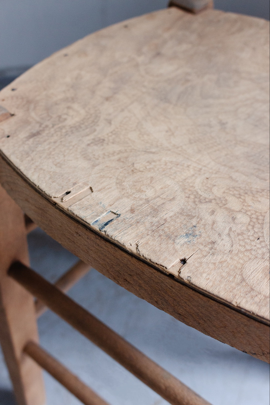 vintage French pressed board atelier stool