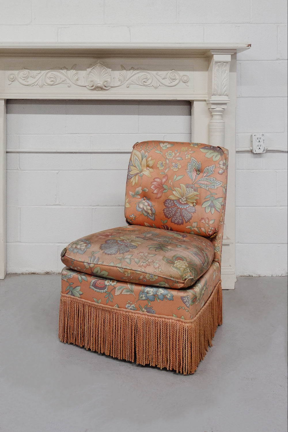 midcentury French floral slipper chair