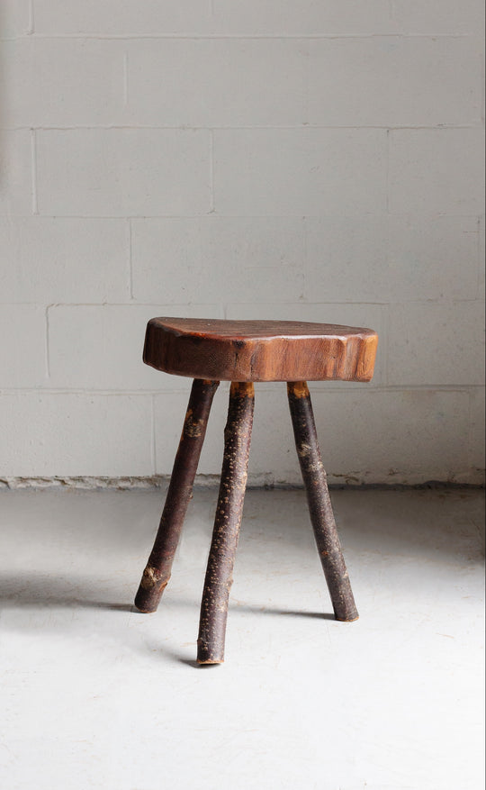 vintage french brutalist tripod stool