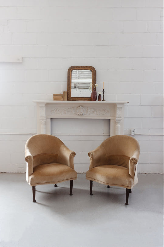 set of two vintage french distressed crapaud chair