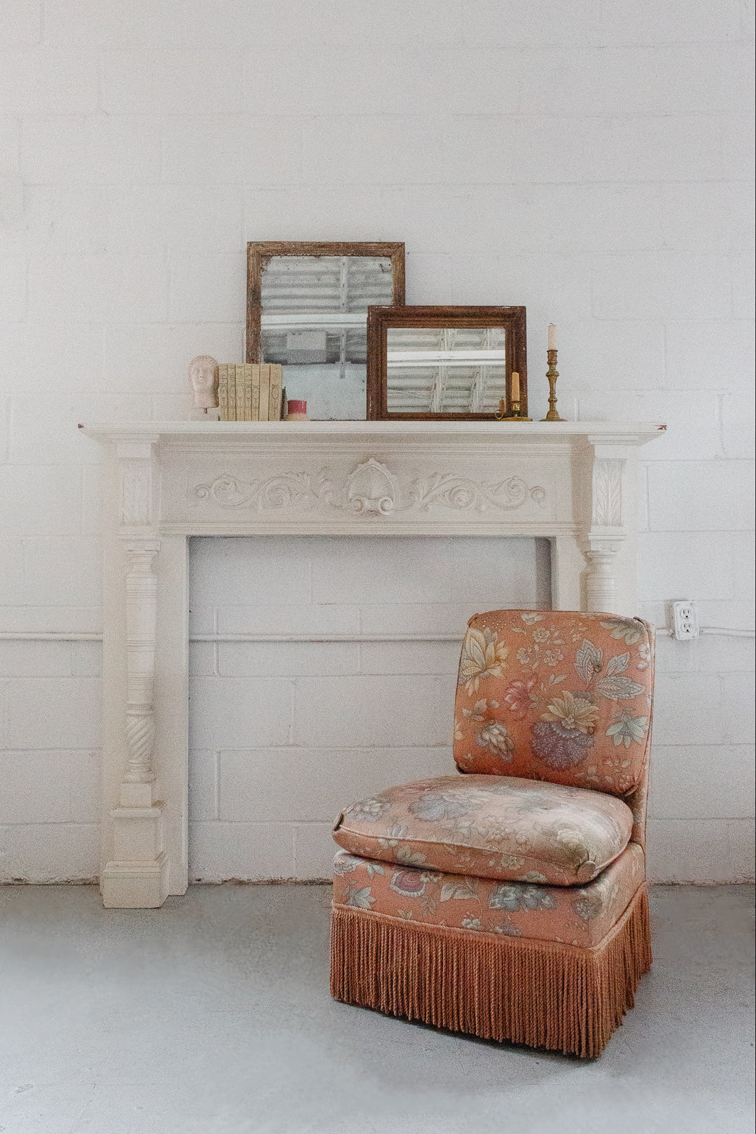 midcentury French floral slipper chair
