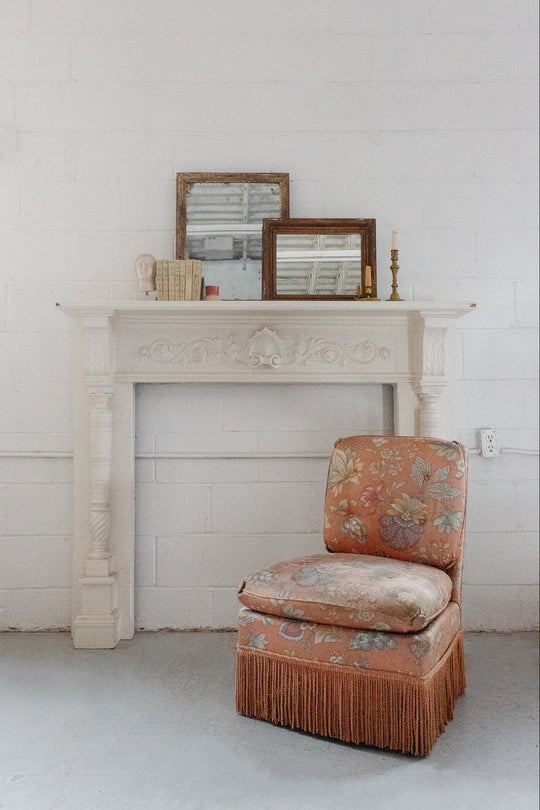 midcentury French floral slipper chair