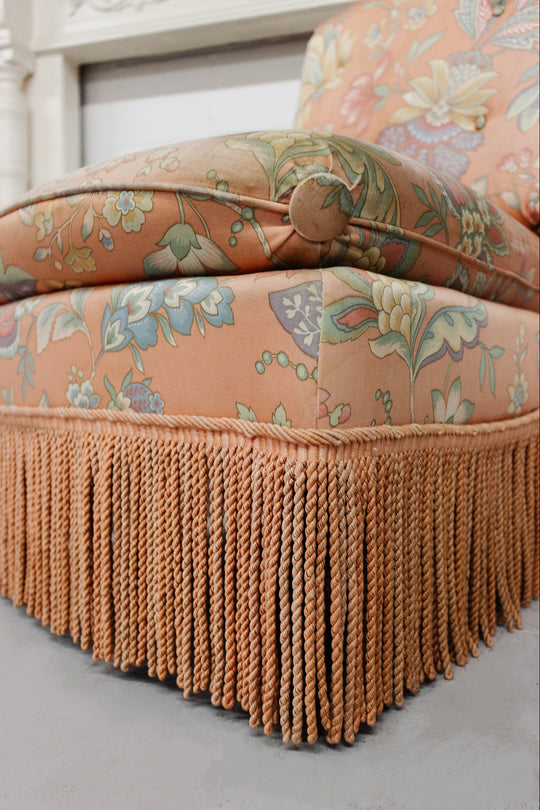 midcentury French floral slipper chair