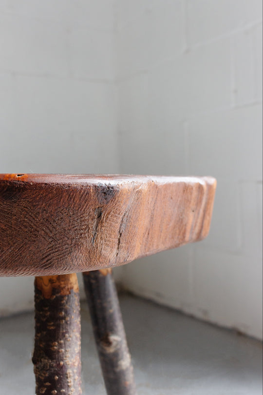 vintage french brutalist tripod stool