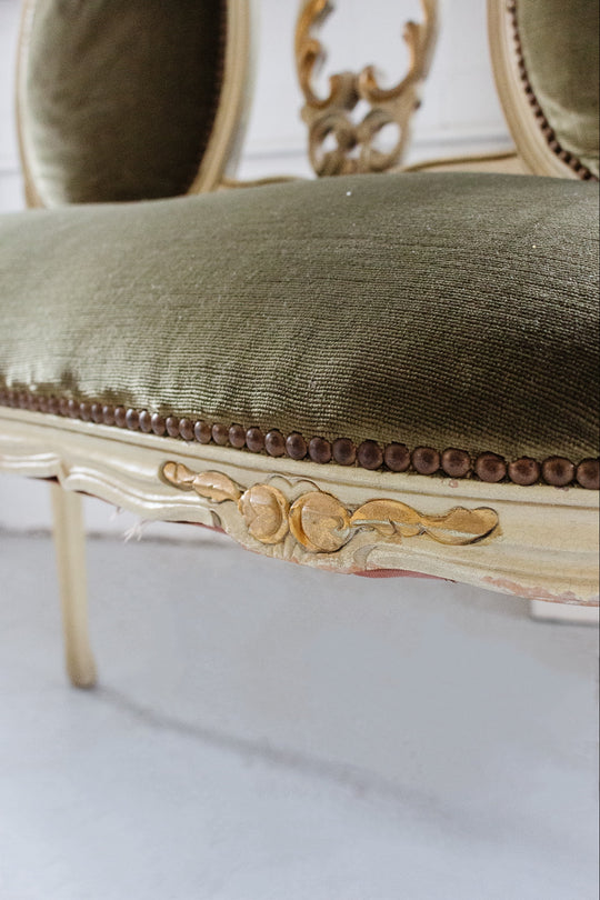 Louis XVI style french polychrome salon settee