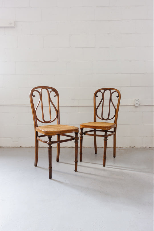 pair of rare antique bentwood chairs by J&J Kohn
