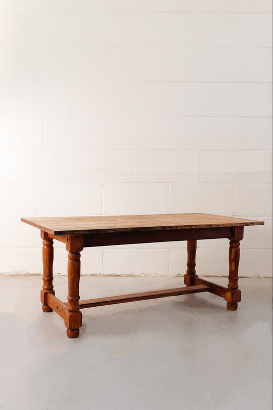 vintage french solid wood trestle coffee table