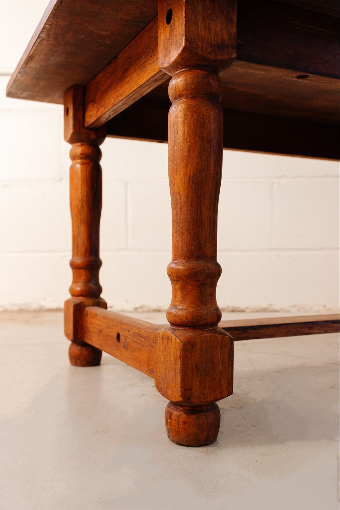 vintage french solid wood trestle coffee table