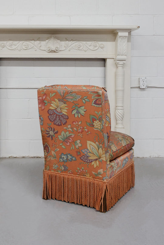 midcentury French floral slipper chair