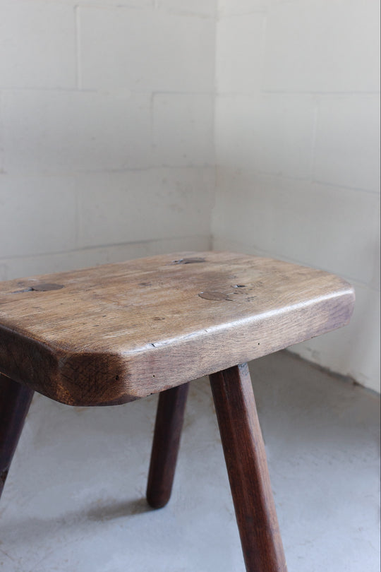 vintage french brutalist tripod stool