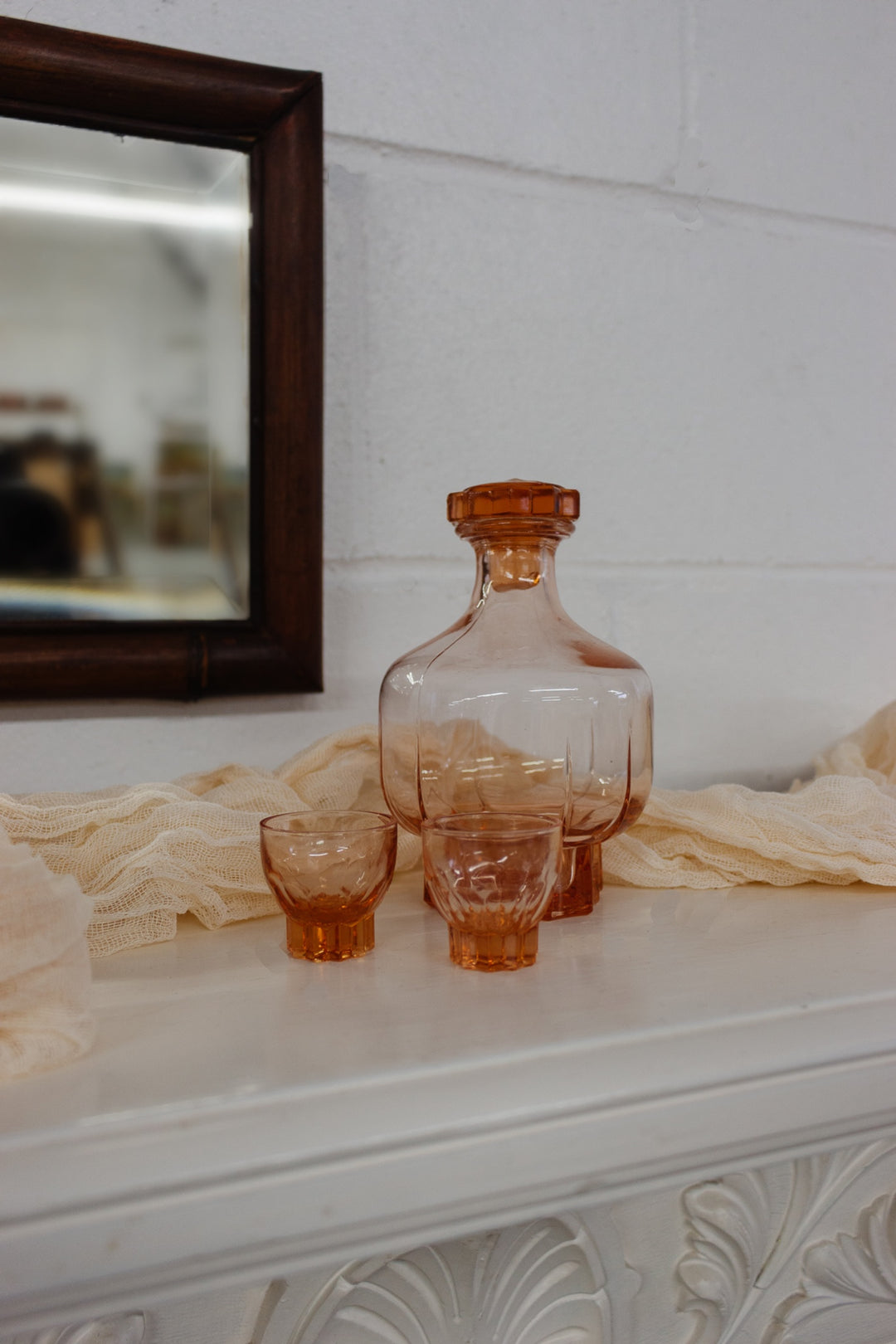 antique french faux bamboo square mirror