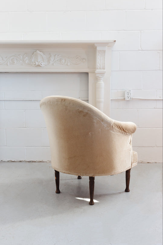 set of two vintage french distressed crapaud chair