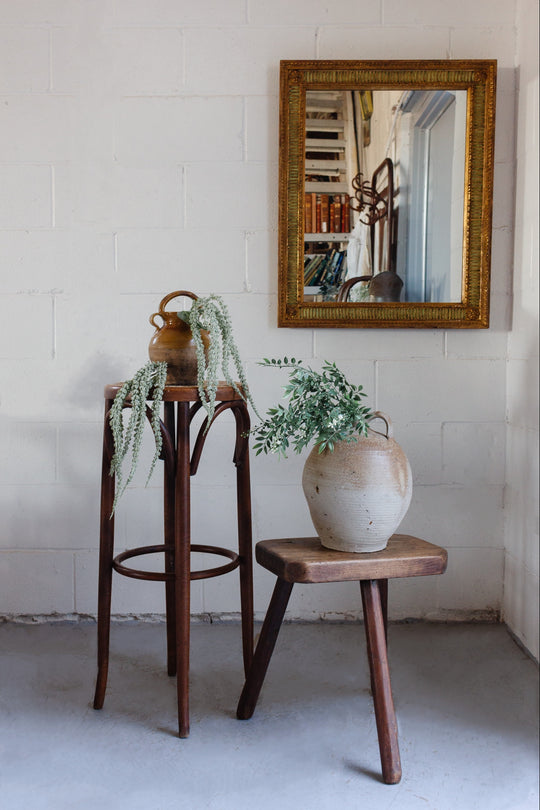 vintage french brutalist tripod stool