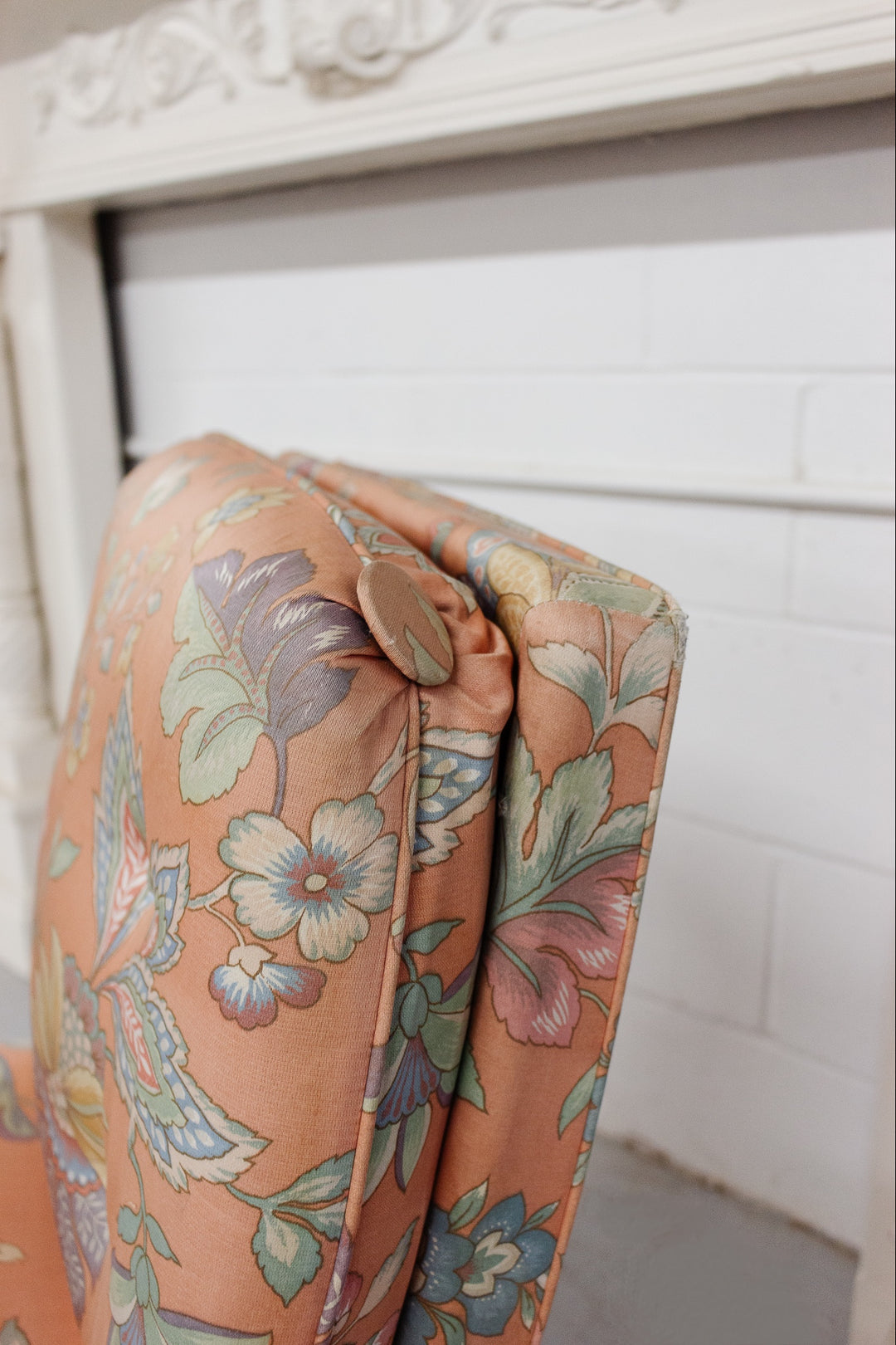 midcentury French floral slipper chair