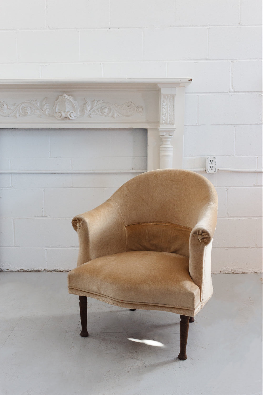 set of two vintage french distressed crapaud chair