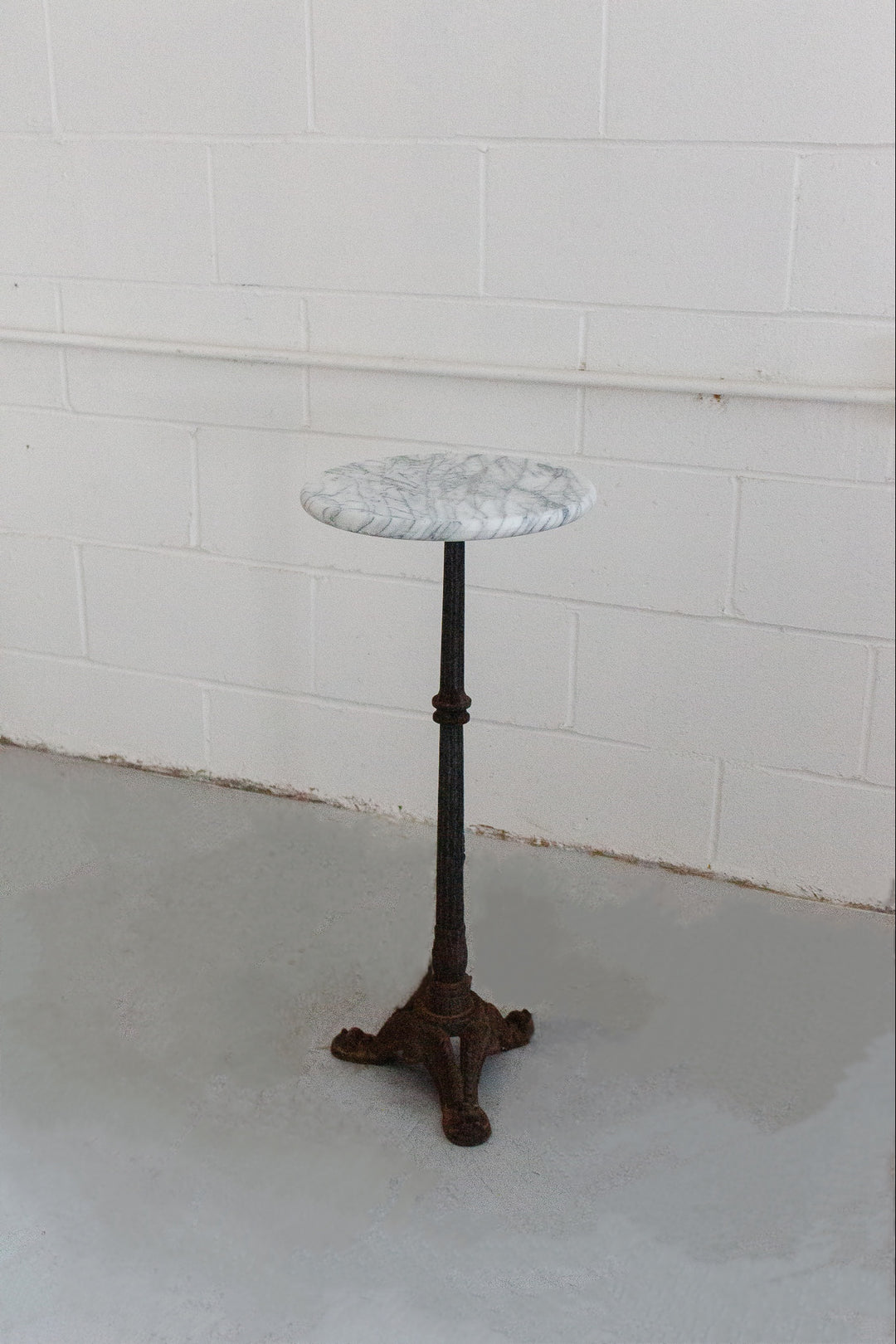 vintage french petite marble and cast iron side table