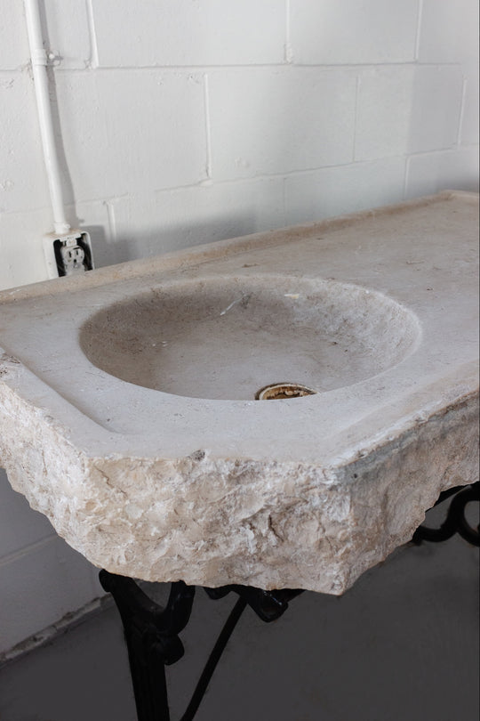 antique french hewn limestone sink