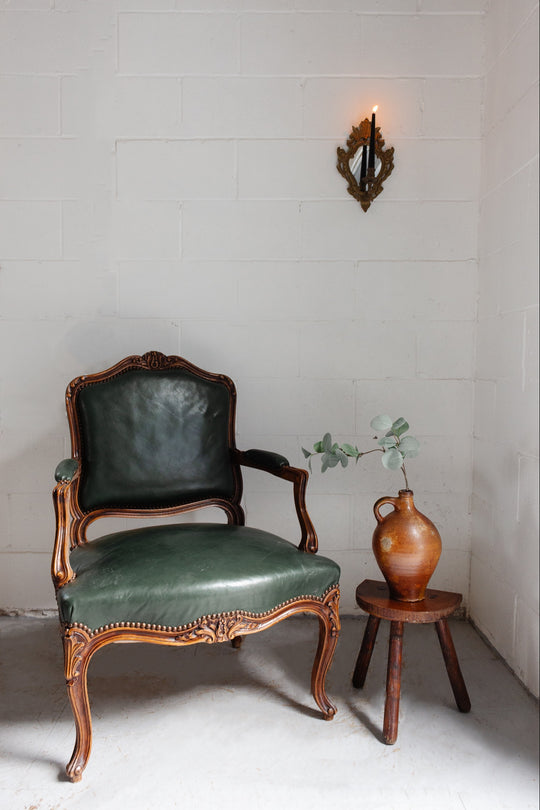 mid century French brutalist tripod stool