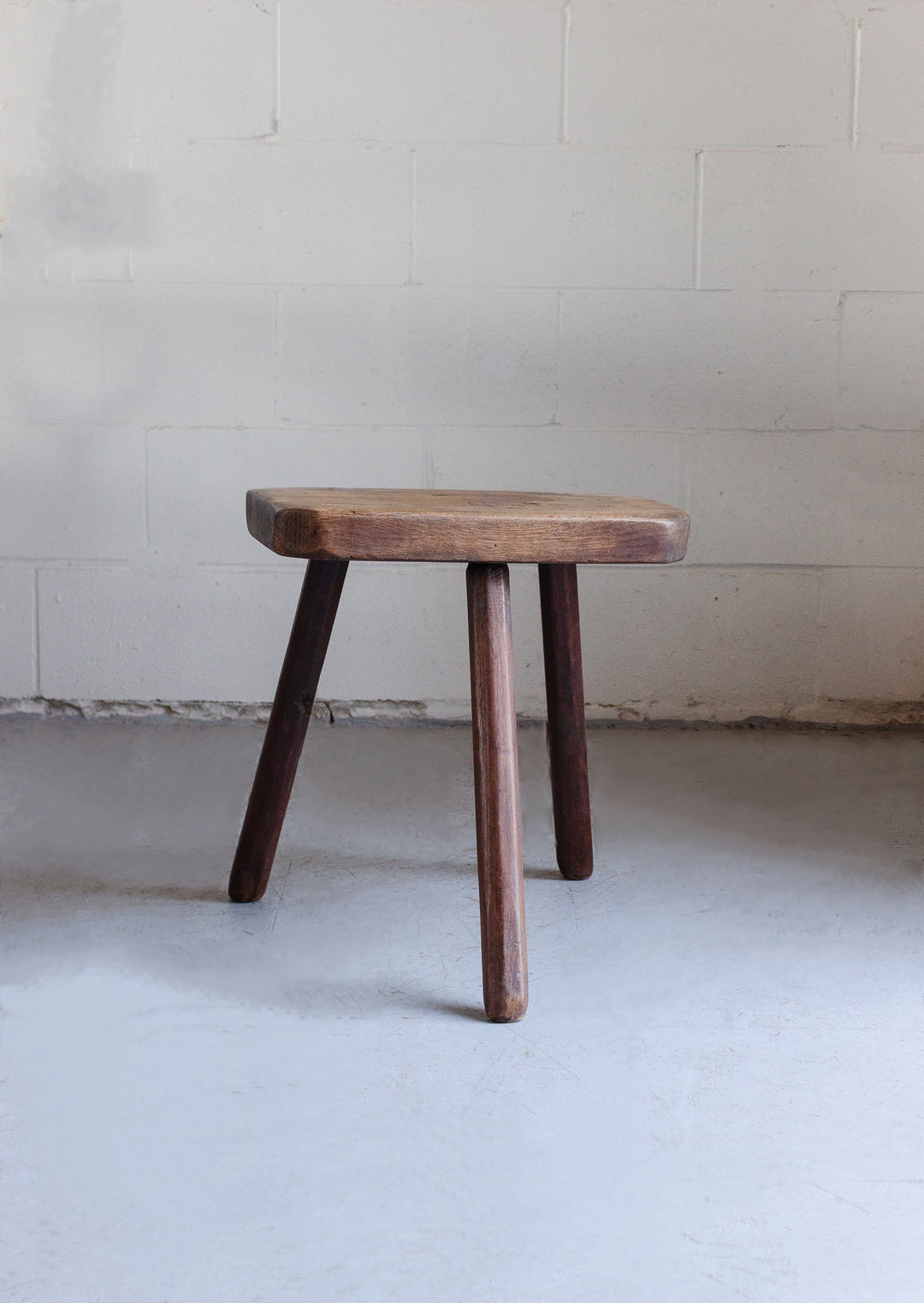 vintage french brutalist tripod stool