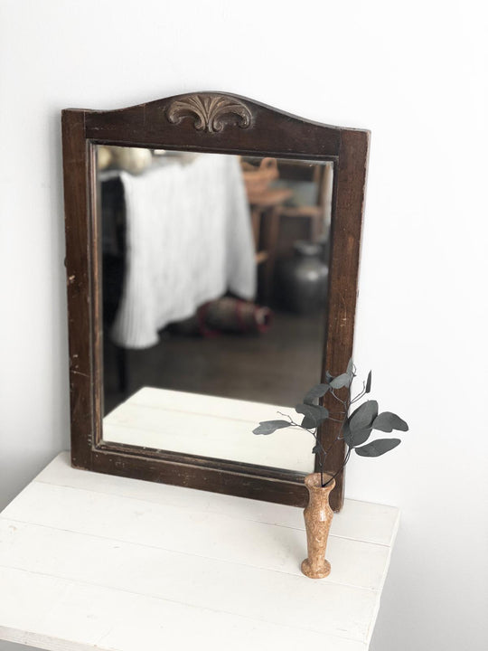 antique wood vanity mirror