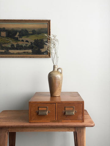 vintage double drawer index card cabinet