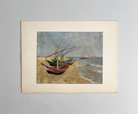 fishing boats on the beach at Saintes-Maries, van Gogh