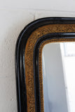 Antique french extra large Napoleon III ebony and gilt Louis Philippe mirror