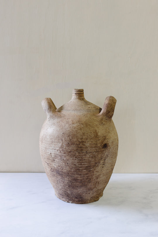 antique French stoneware oil vessel, large