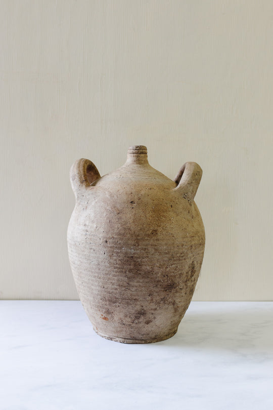 antique French stoneware oil vessel, large