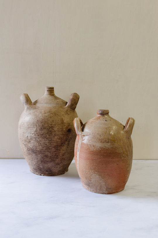 antique French stoneware oil vessel, large