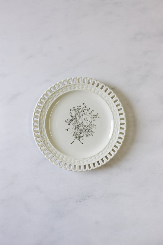 antique French Luneville lattice porcelain plates, set of 6