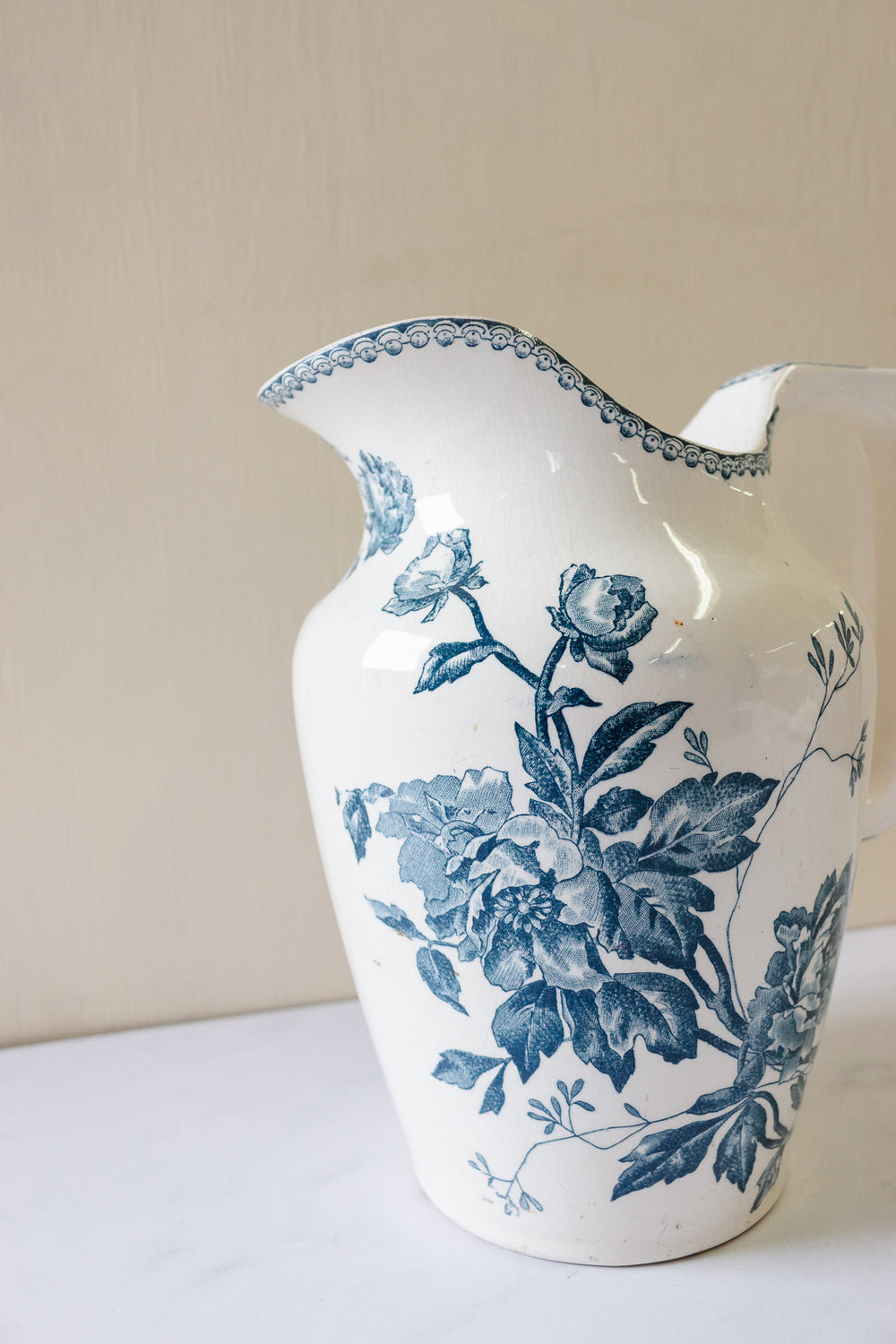 turn of the century French Gien transferware pitcher