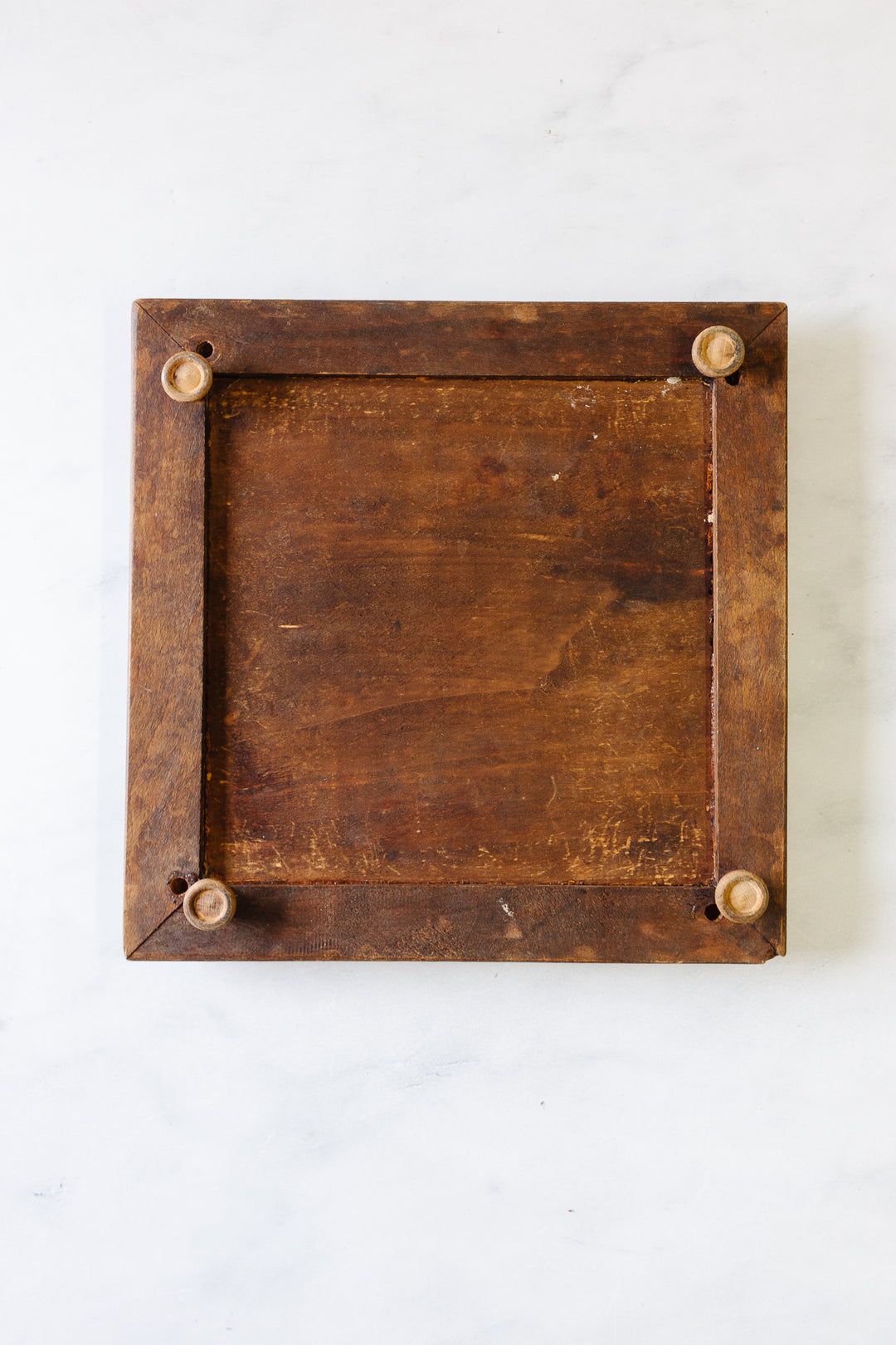 rare antique french Sarreguemines porcelain and wood "sous plat"