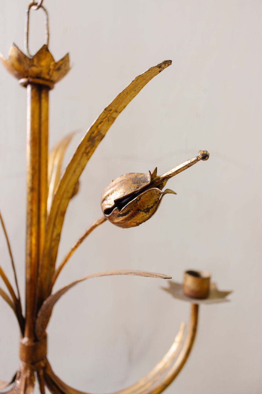 midcentury italian gilt metal chandelier