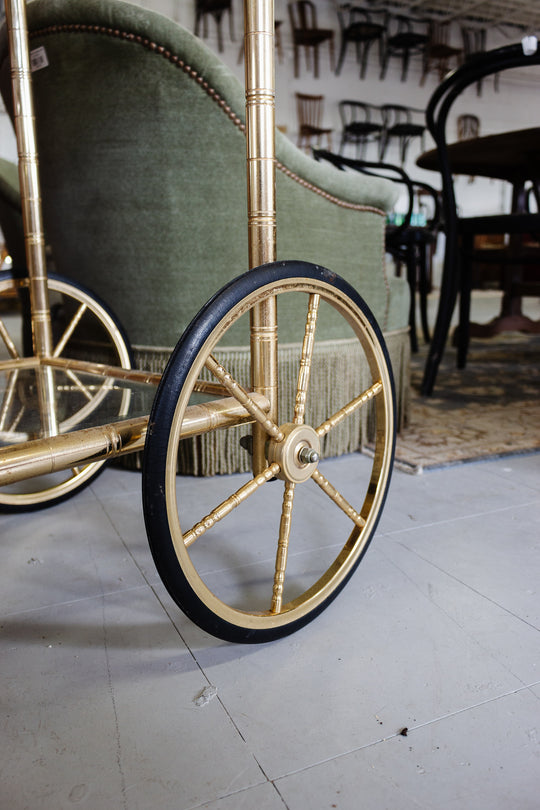 midcentury french faux bamboo brass bar cart