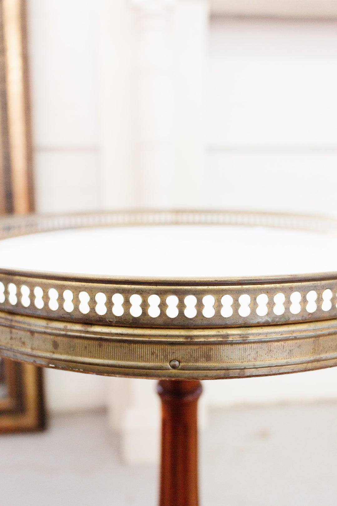 antique french marble top & walnut martini table