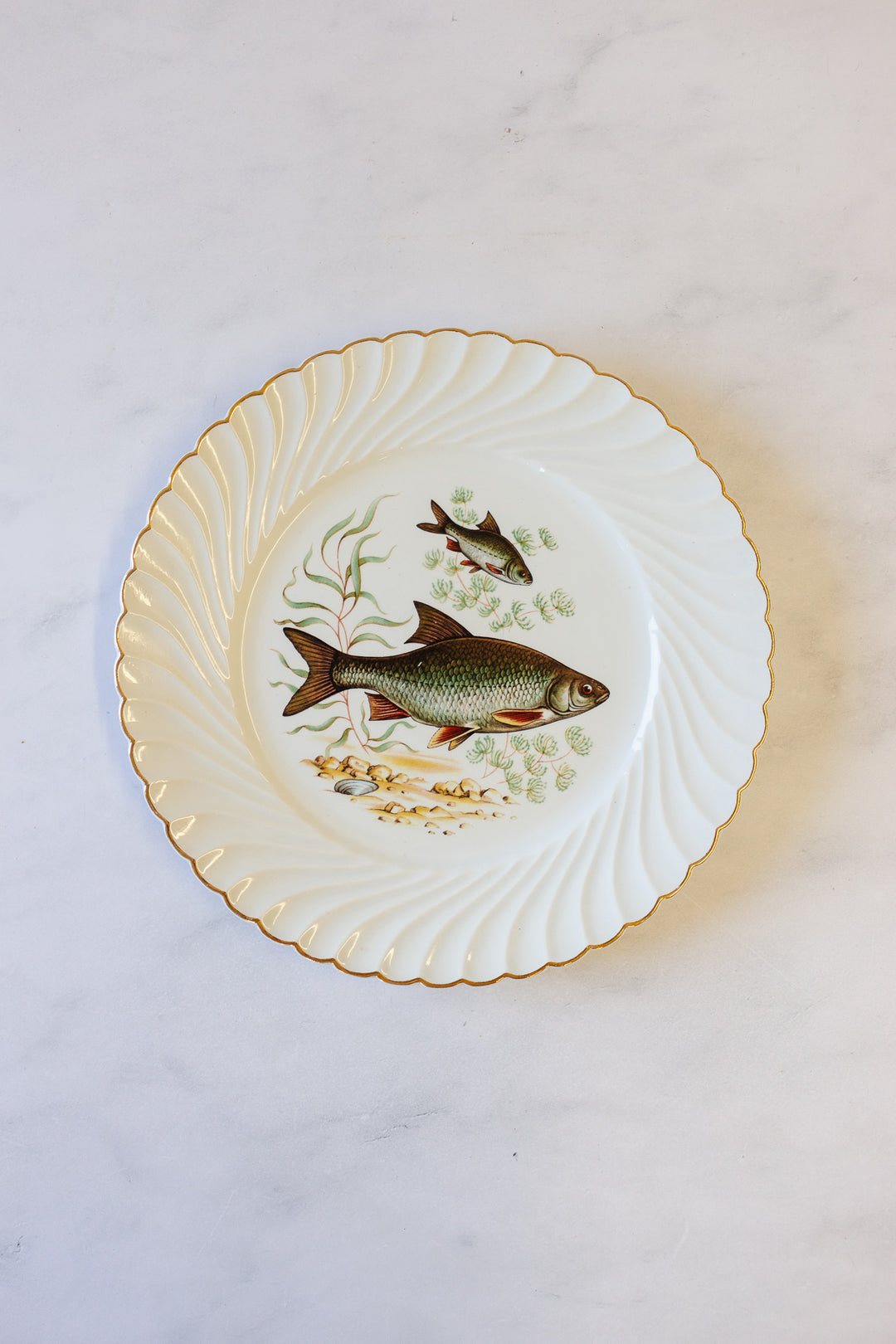 vintage french limoges fish service, full set of 12 with platter