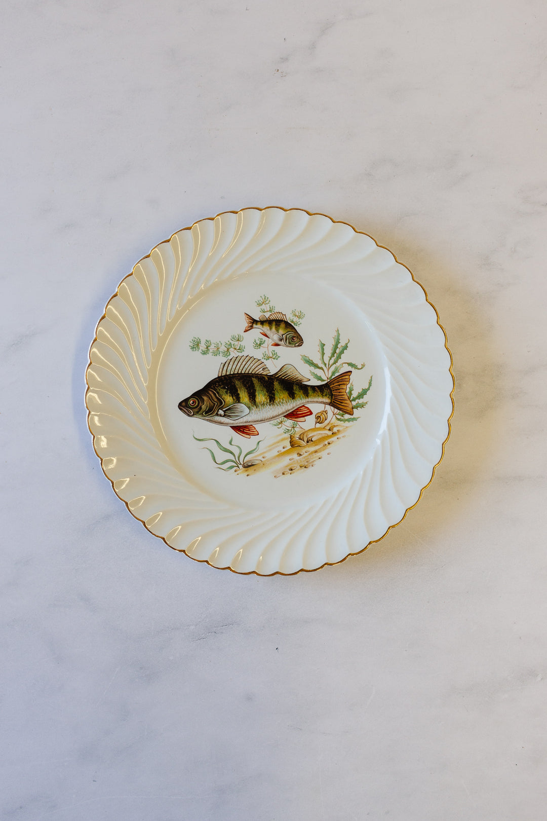 vintage french limoges fish service, full set of 12 with platter