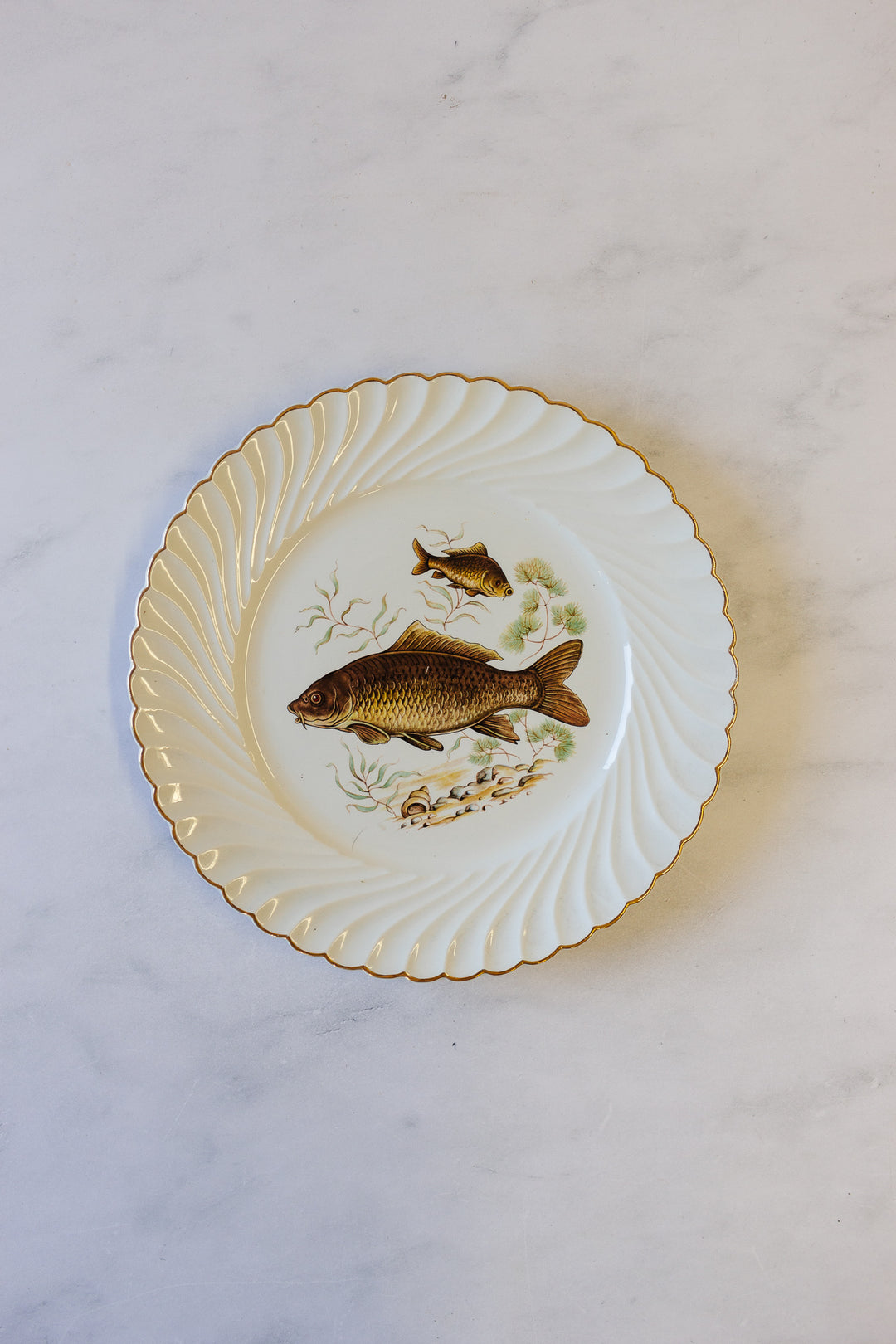 vintage french limoges fish service, full set of 12 with platter